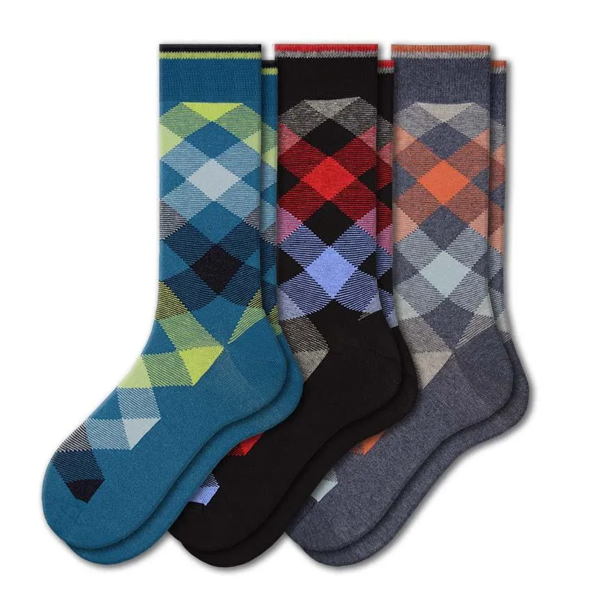 Dress Casual Combed Cotton Crew Argyle Socks