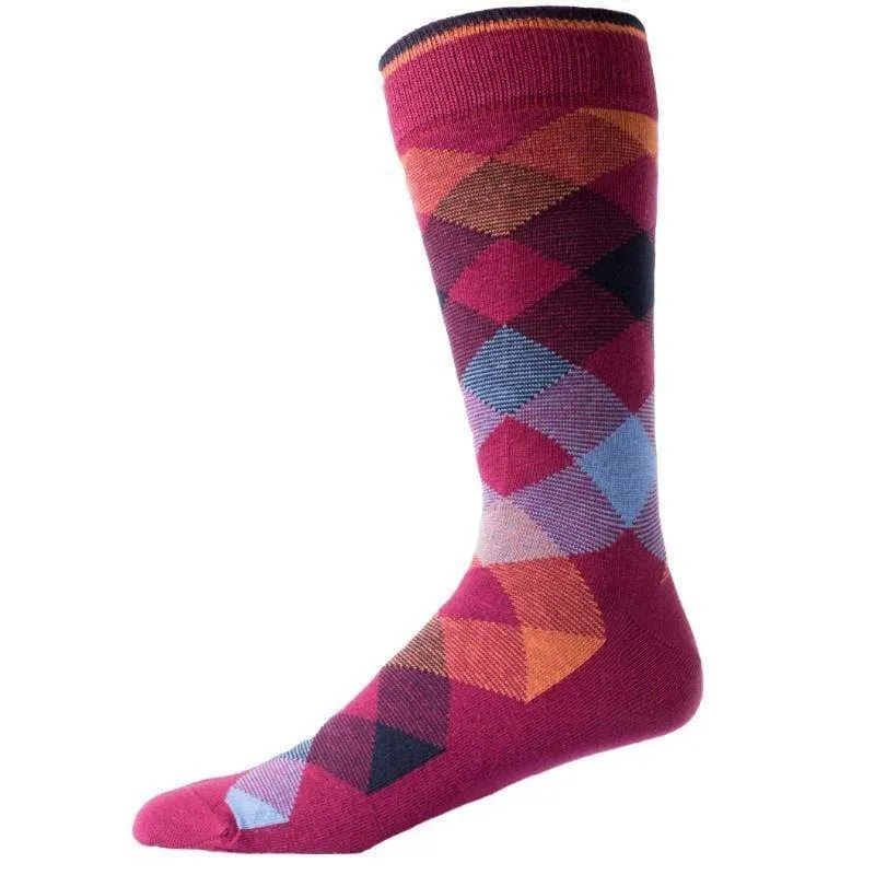 Dress Casual Combed Cotton Crew Argyle Socks