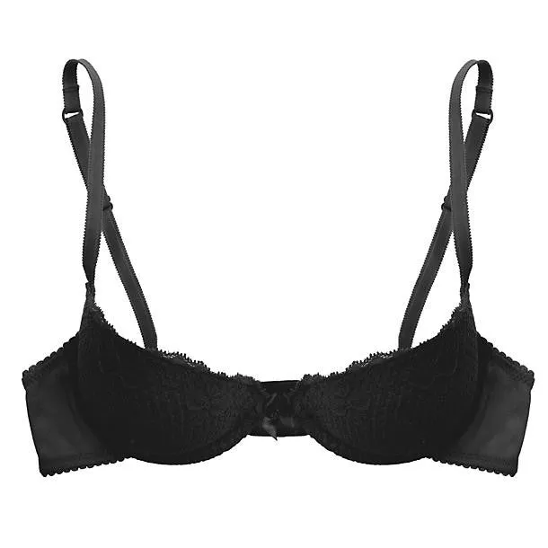 Duet Lace Padded Demi Bra | Black