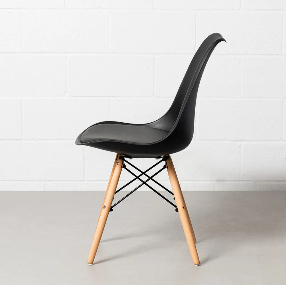 EIFFEL - Black Leather Padded Side Chair