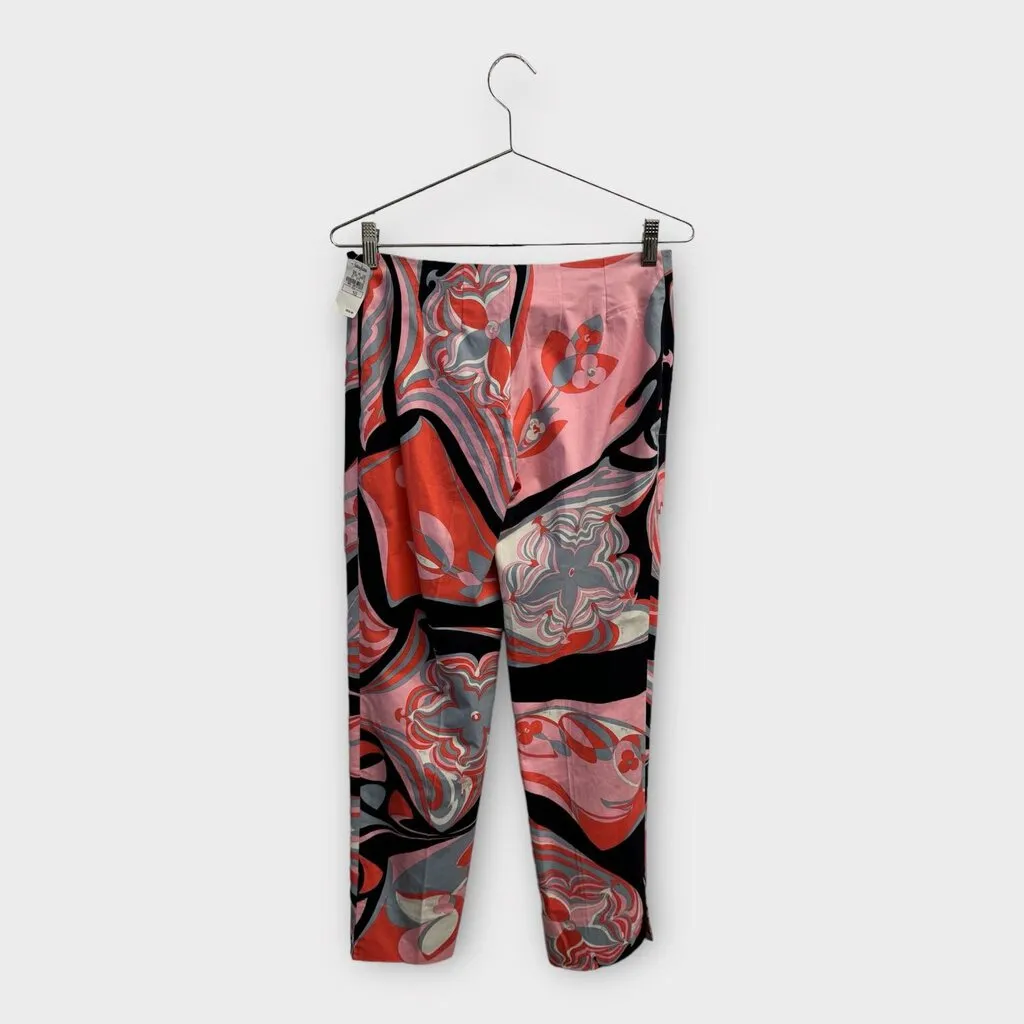 Emilio Pucci Pink Navy & Red Printed Cotton Pants