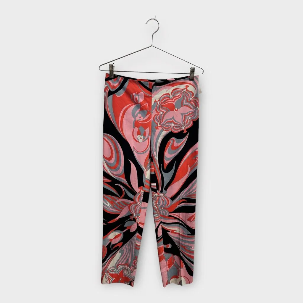 Emilio Pucci Pink Navy & Red Printed Cotton Pants