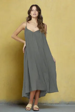 Fate   Becker Sunday Strap Maxi Dress in Khaki