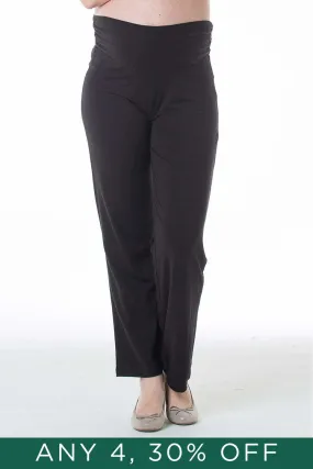 Giselle Bamboo Cotton Wide Leg Matenity Pants Black