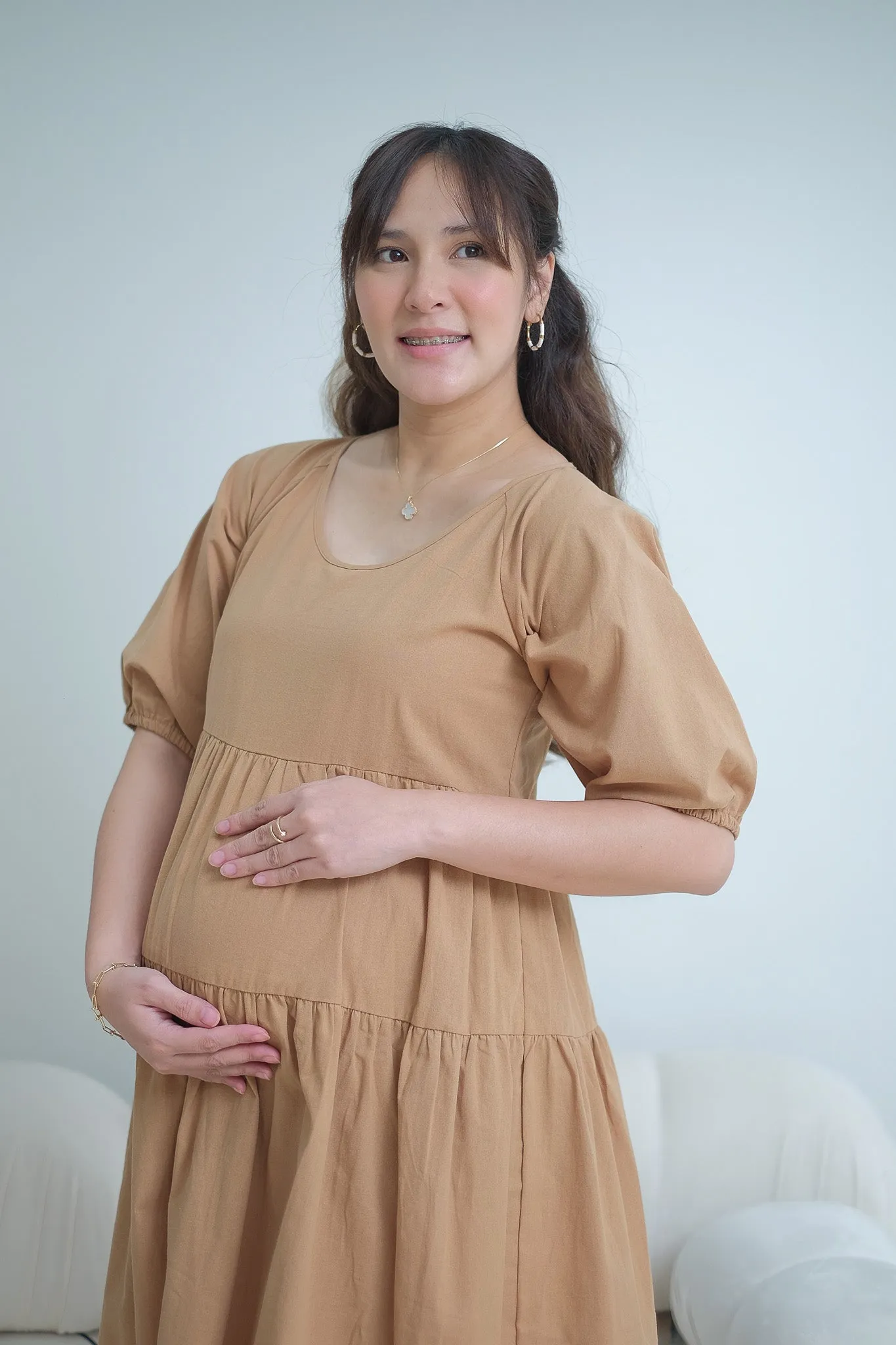 Hailey Maternity Dress - Brown