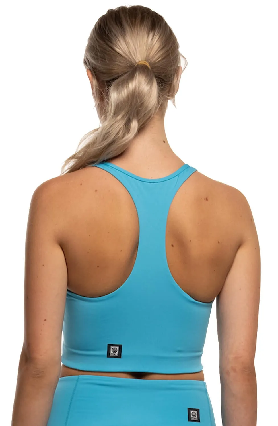 Indy Longline Racerback Sports Bra - Cyan Blue