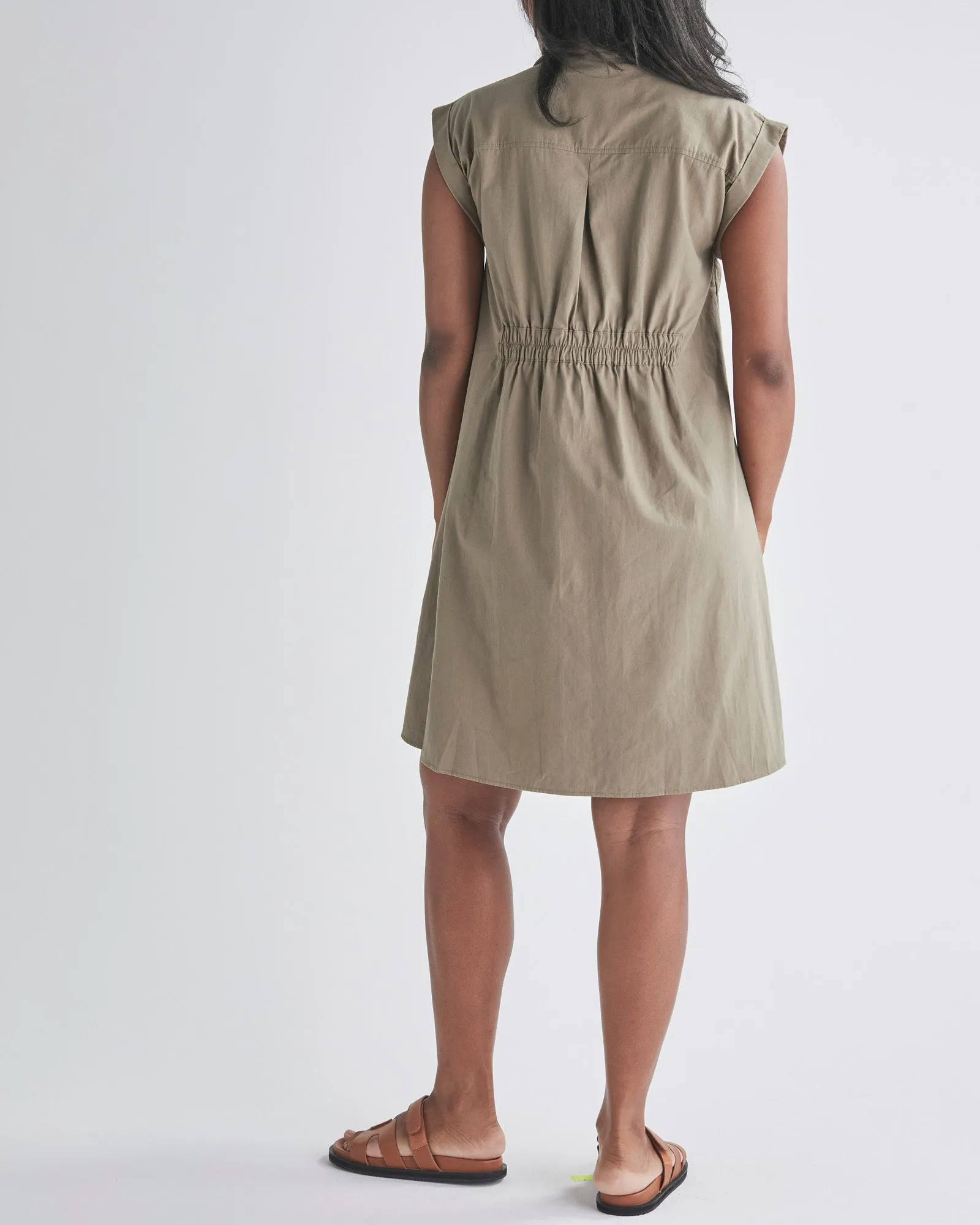 Kaya Maternity Safari Shirt Dress In Khaki