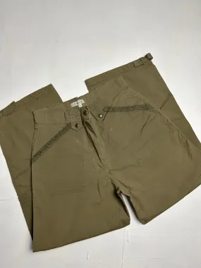 Khaki cargo cotton low waist baggy capris pants (S)