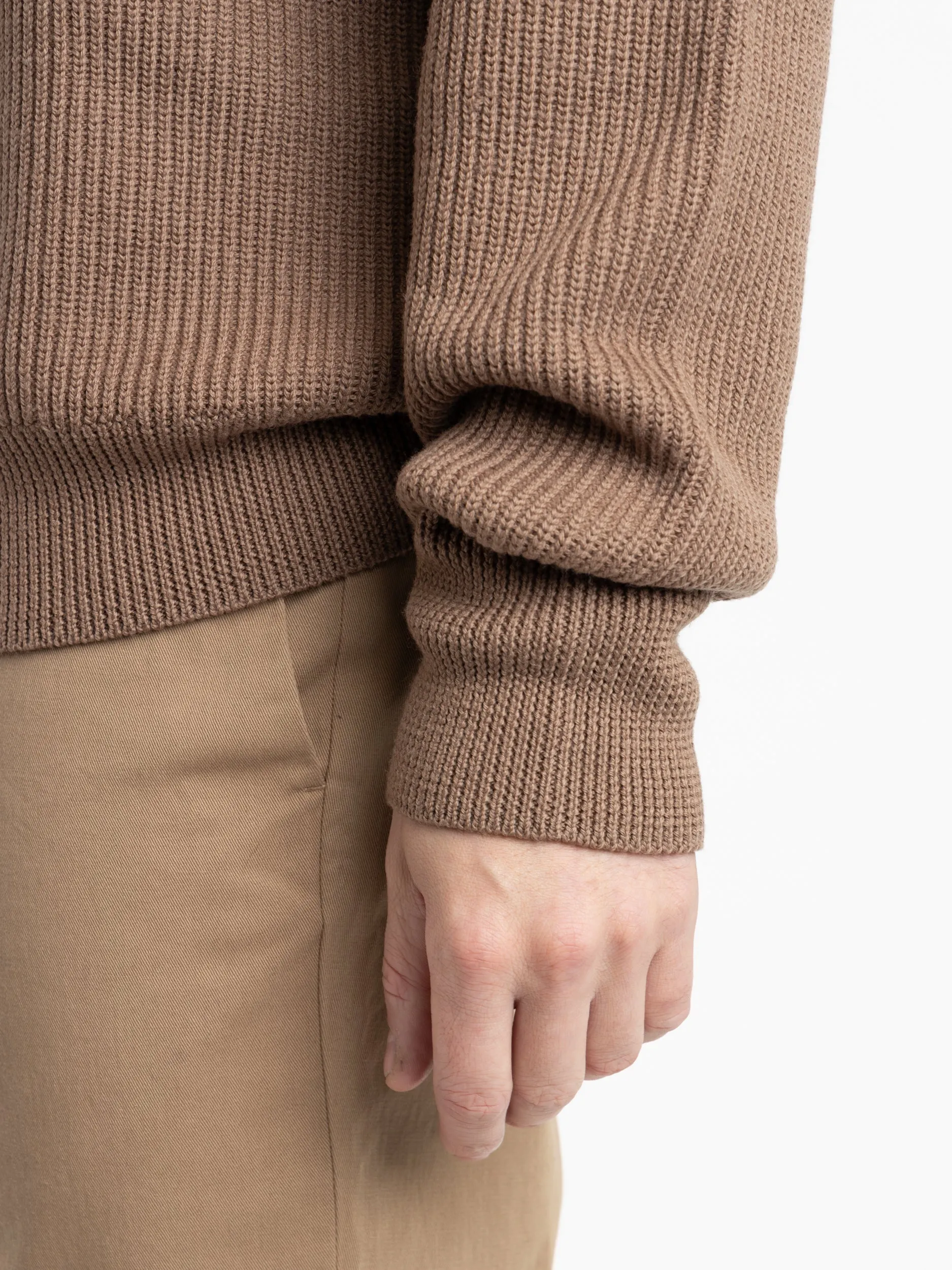 Khaki Fine Merino Rib Crewneck