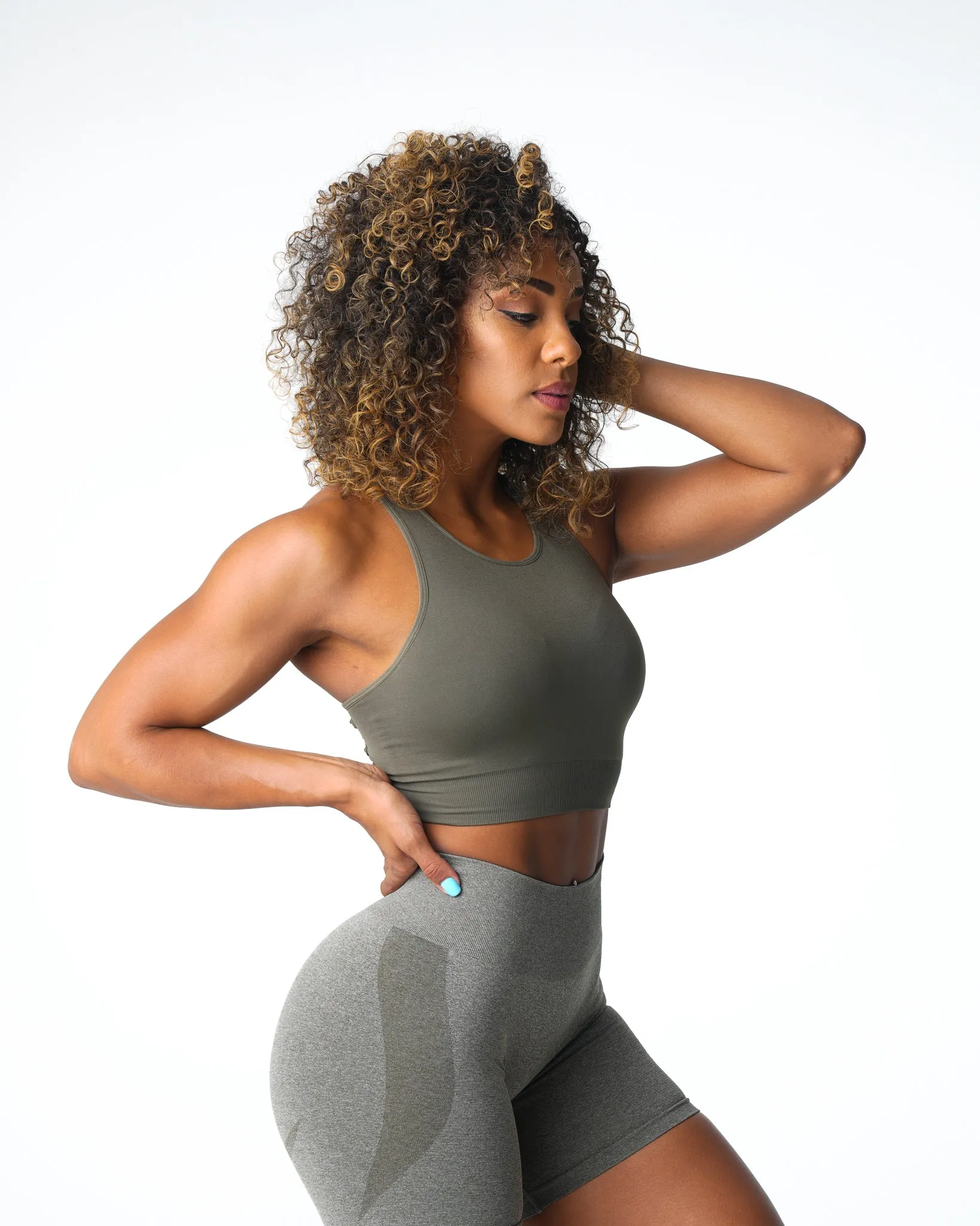 Khaki Green Resilience Seamless Bra