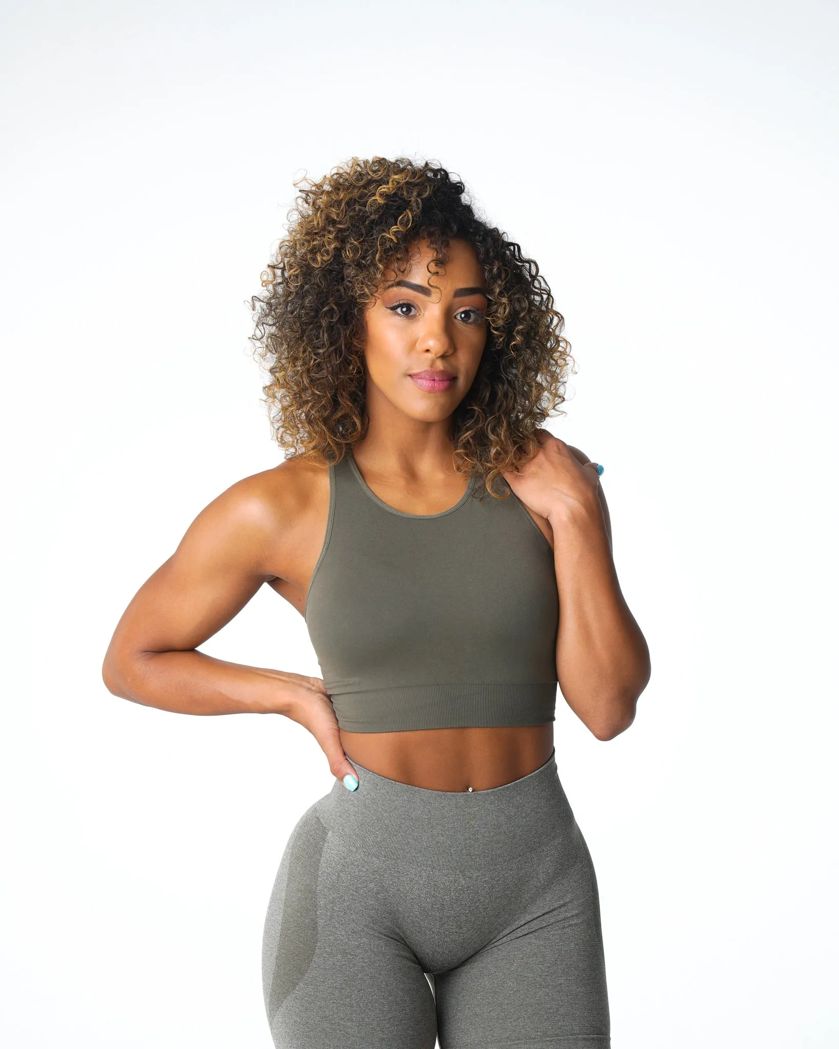 Khaki Green Resilience Seamless Bra