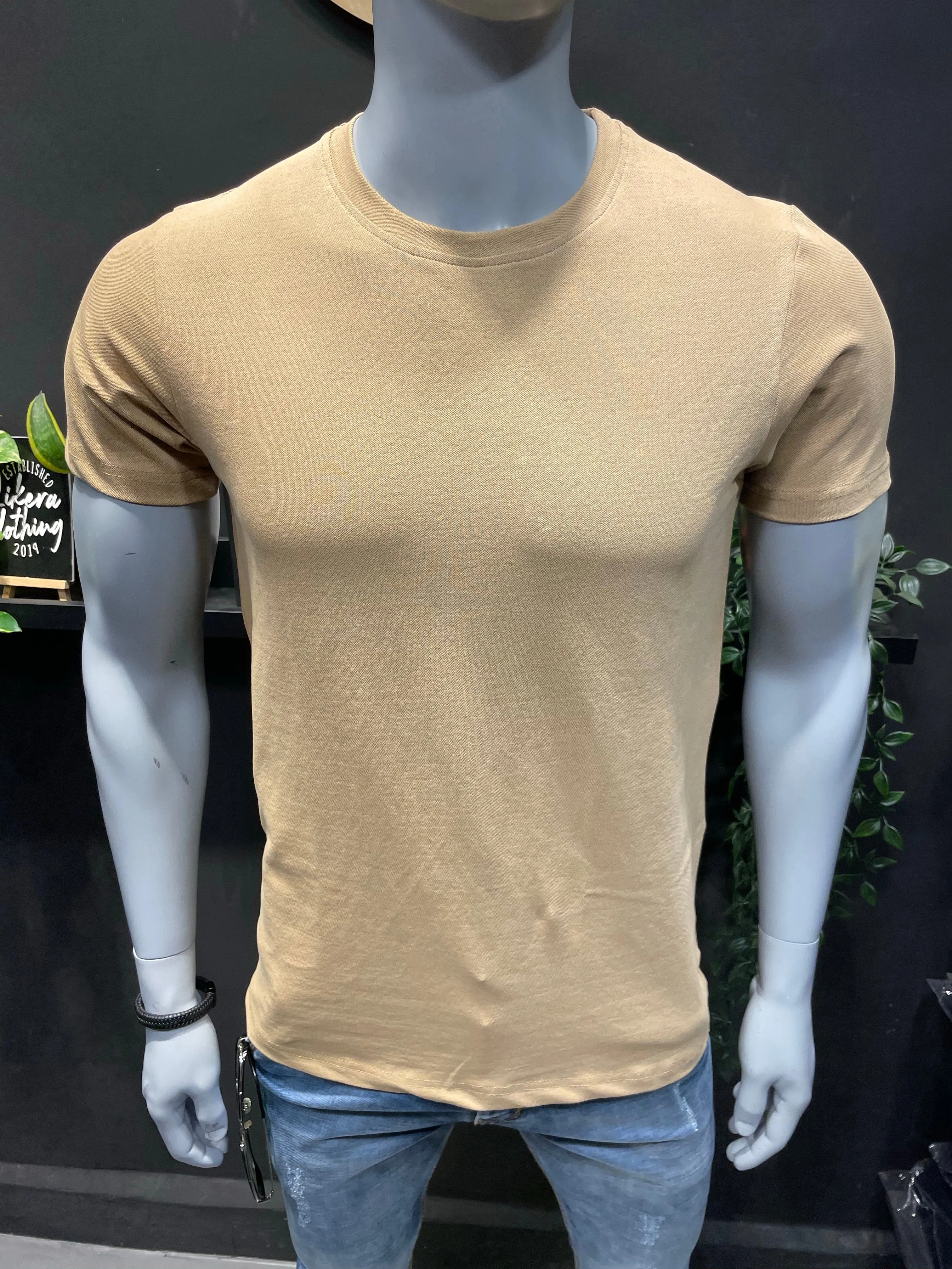 Khaki Matty Lycra Basic Tee