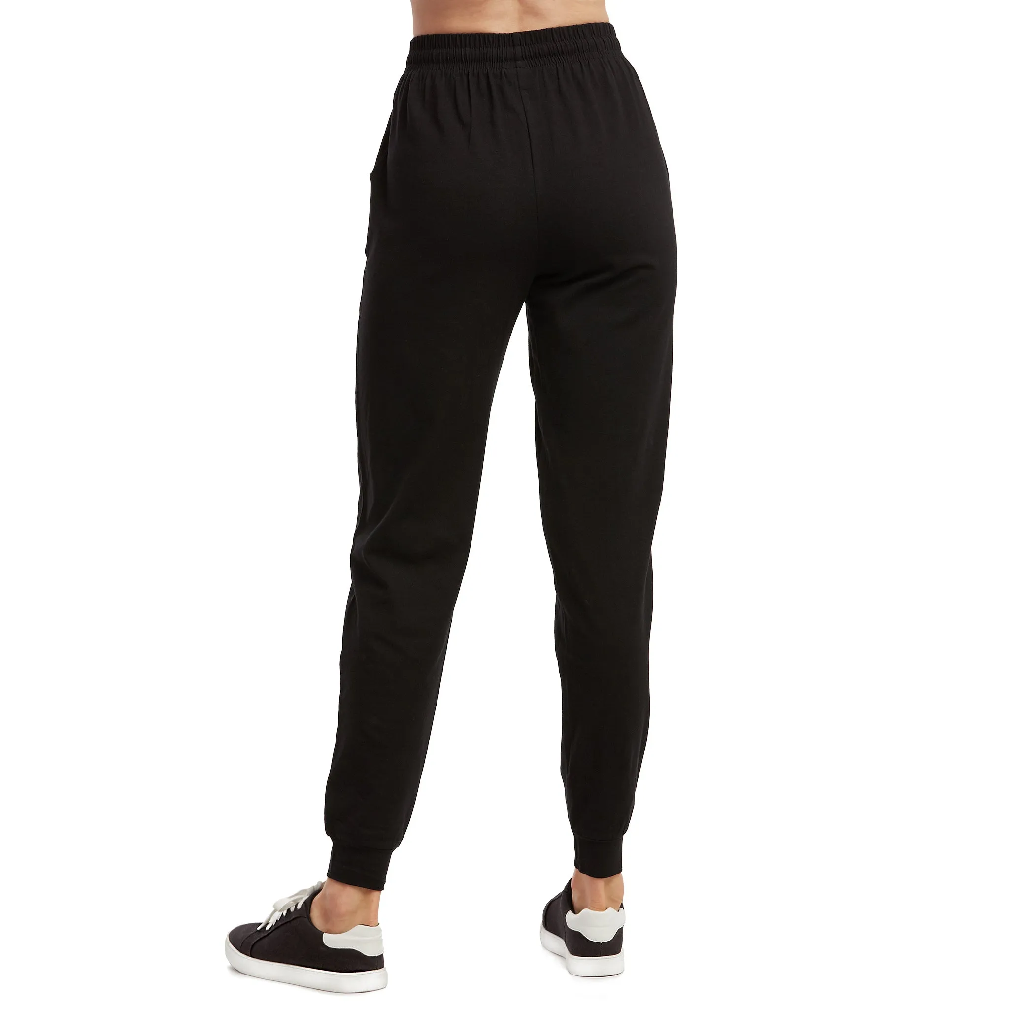 LADIES SINGLE JERSEY COTTON JOGGER PANTS WITH POCKETS (SJC7000_BLACK)