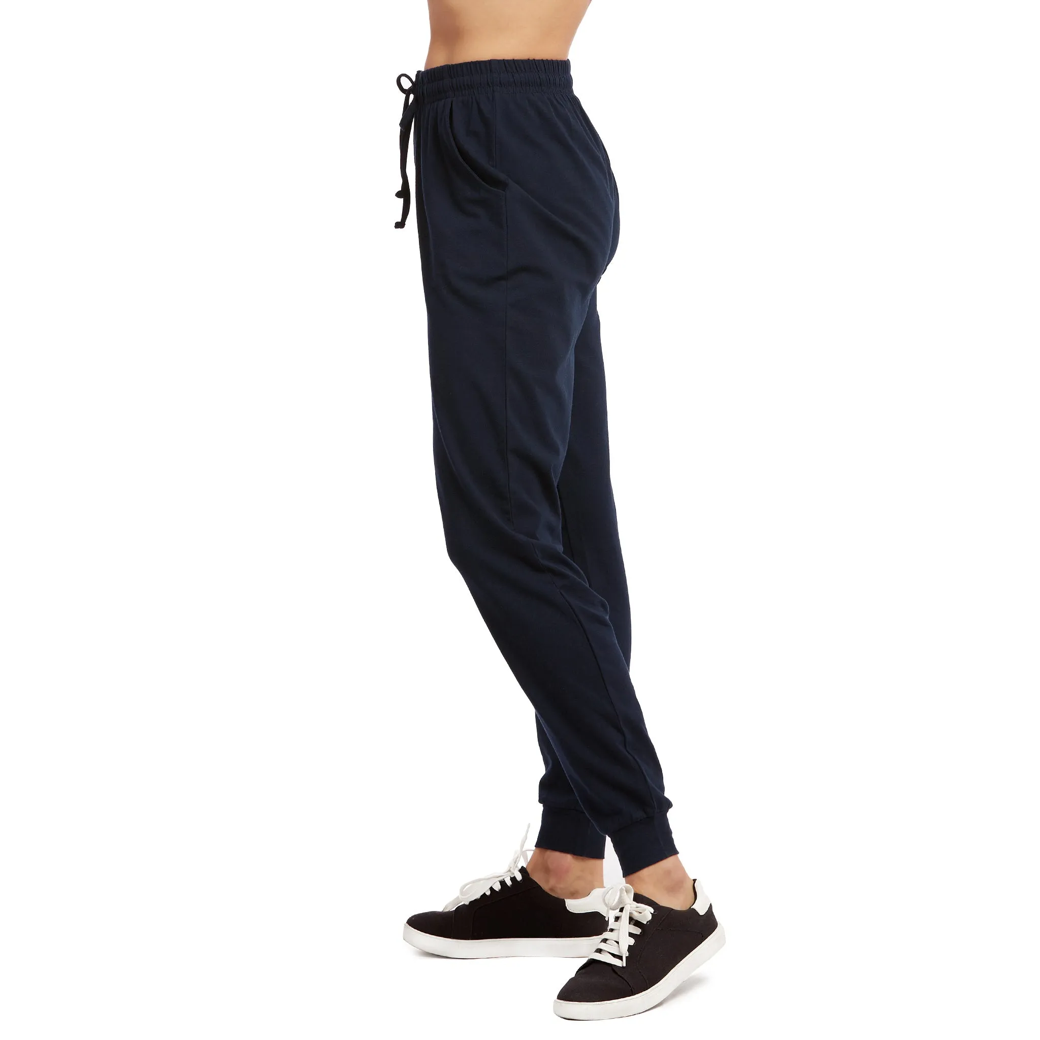 LADIES SINGLE JERSEY COTTON JOGGER PANTS WITH POCKETS (SJC7000_NAVY)