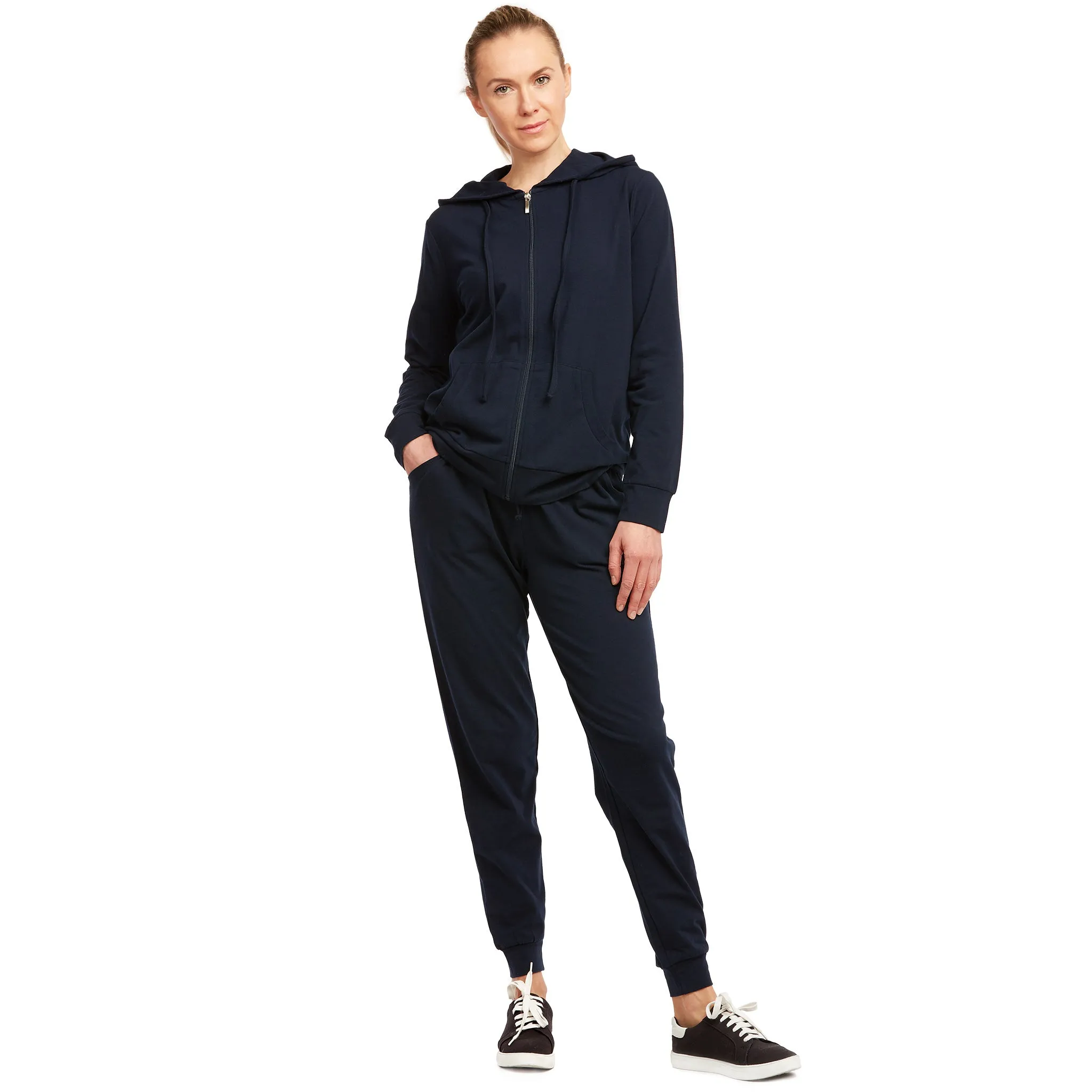 LADIES SINGLE JERSEY COTTON JOGGER PANTS WITH POCKETS (SJC7000_NAVY)