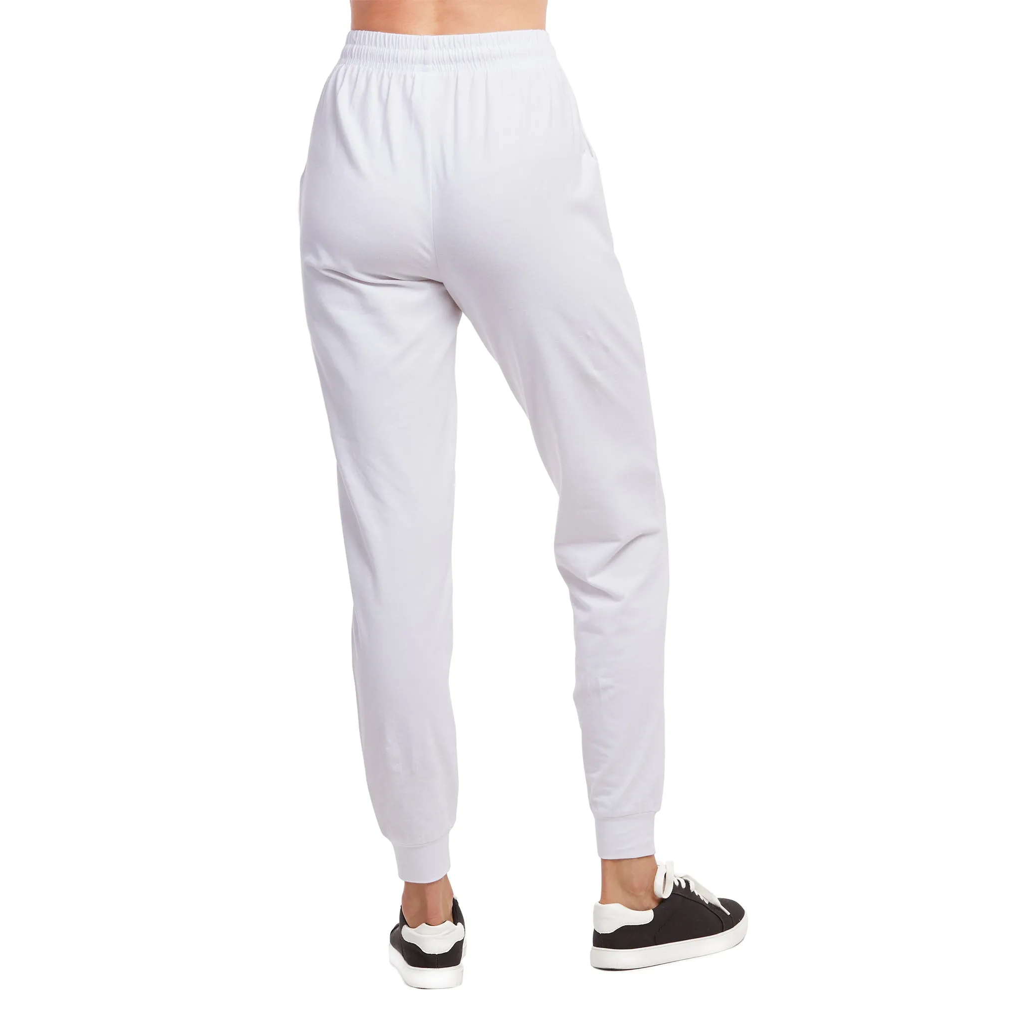 LADIES SINGLE JERSEY COTTON JOGGER PANTS WITH POCKETS (SJC7000_WHITE)