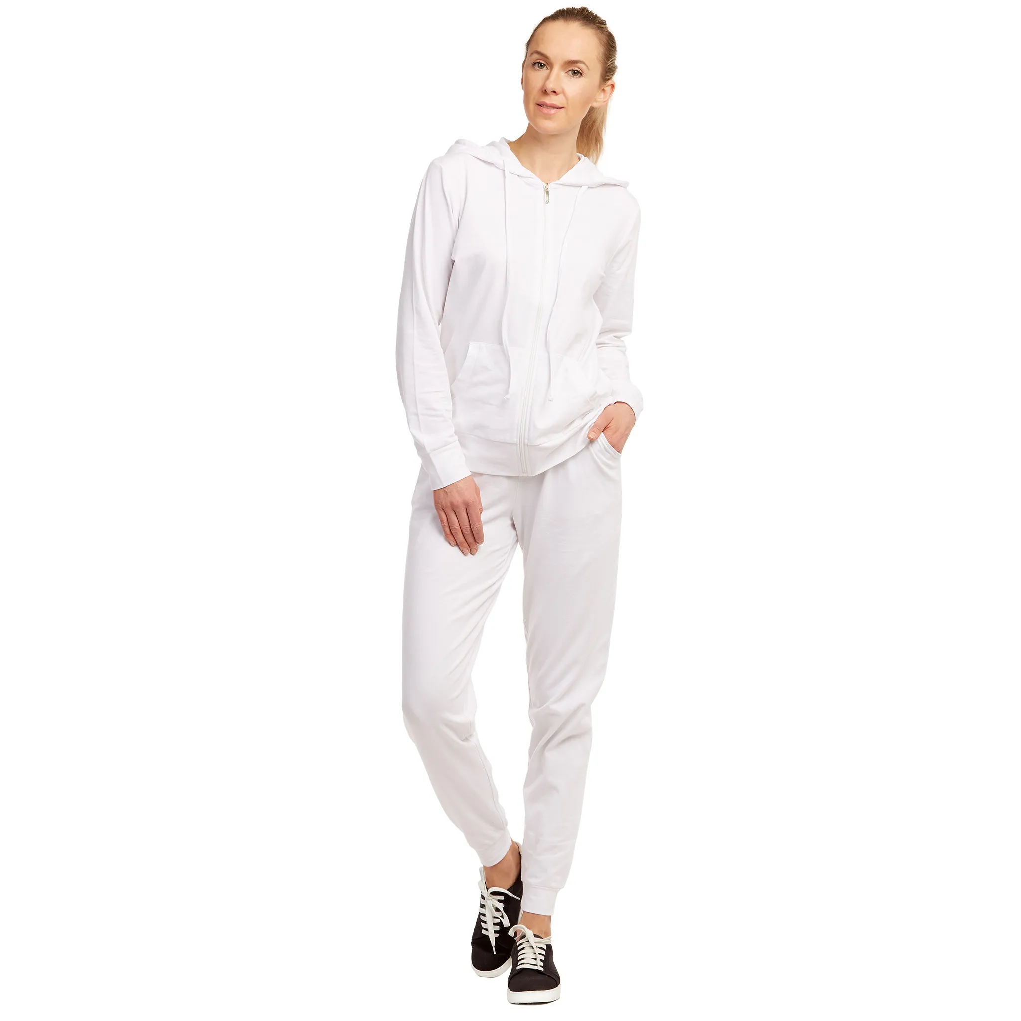 LADIES SINGLE JERSEY COTTON JOGGER PANTS WITH POCKETS (SJC7000_WHITE)