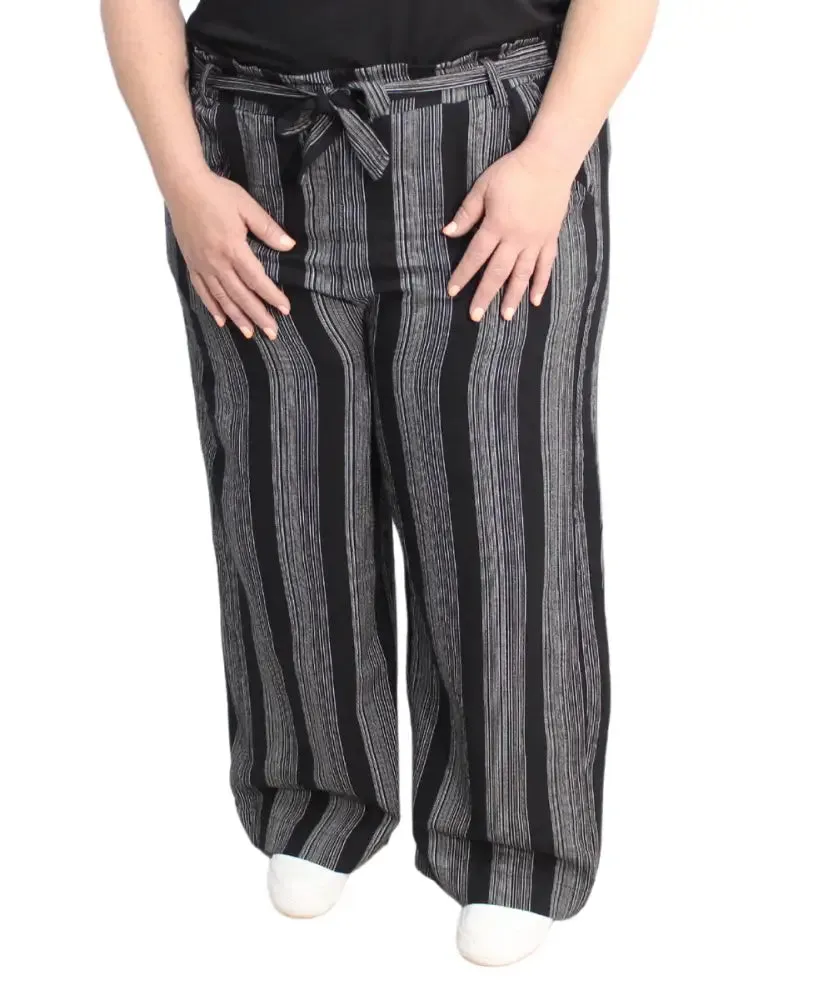 Ladies Stripe Wide Leg Pants