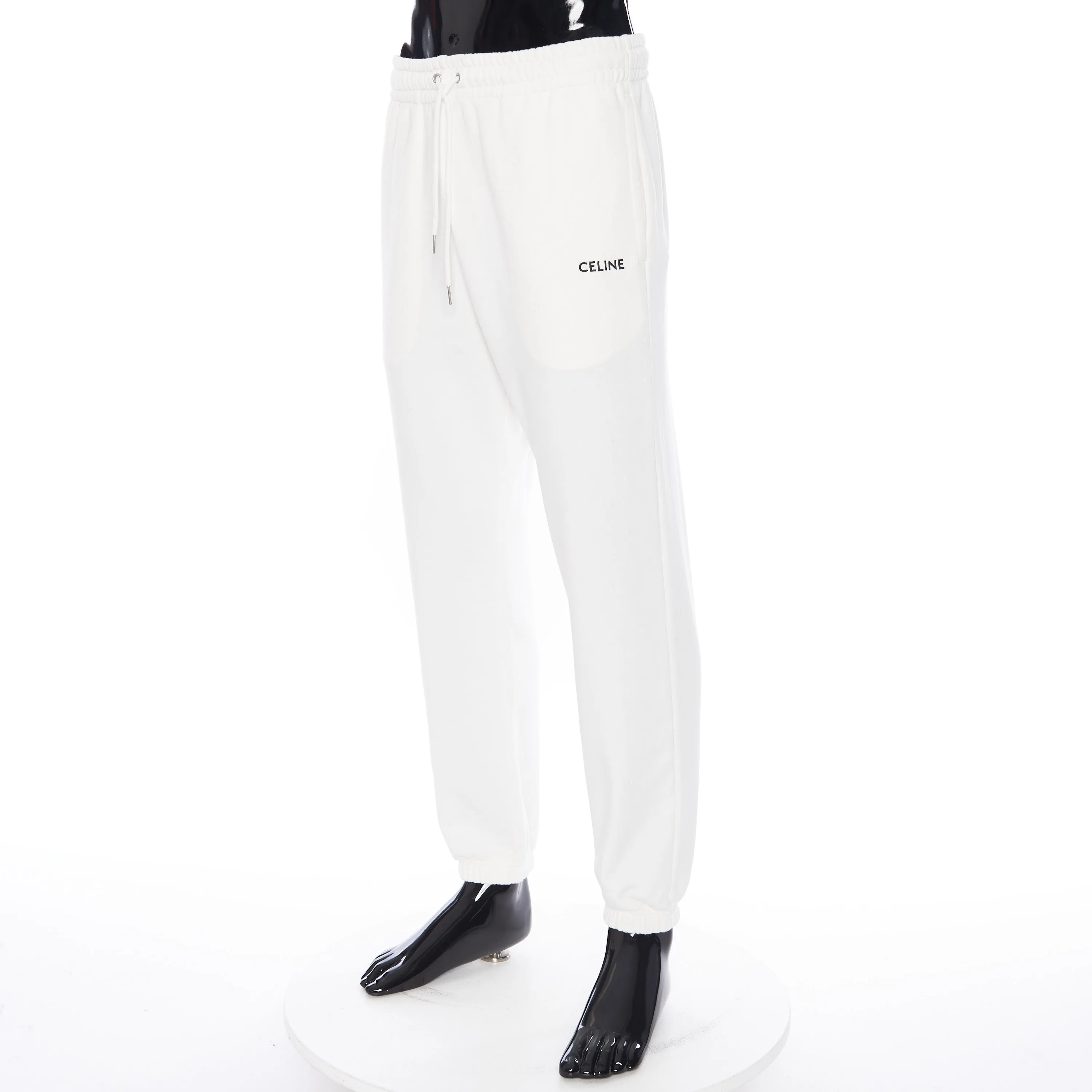 Loose Track Pants With Celine Embroidery in Cotton Fleece