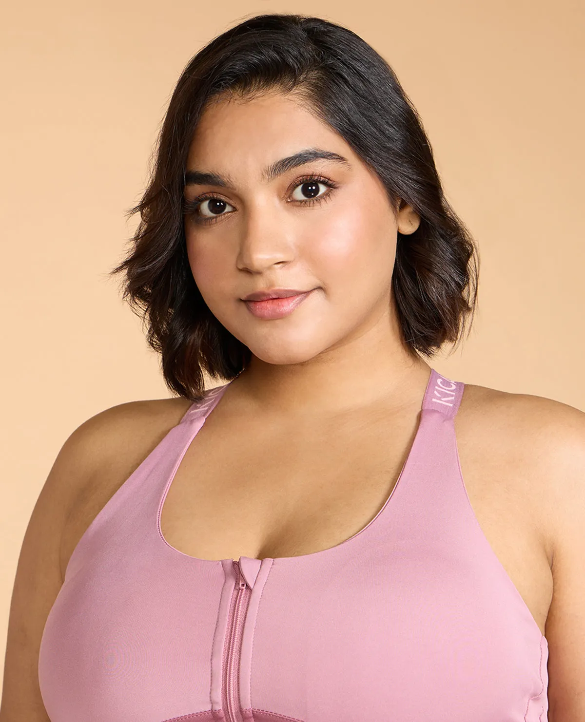 Mauve Mist Zip Sports Bra