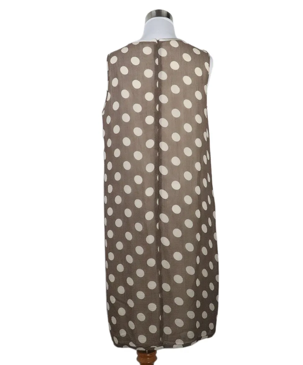 Max Mara Brown & Beige Polka Dot Dress sz 8