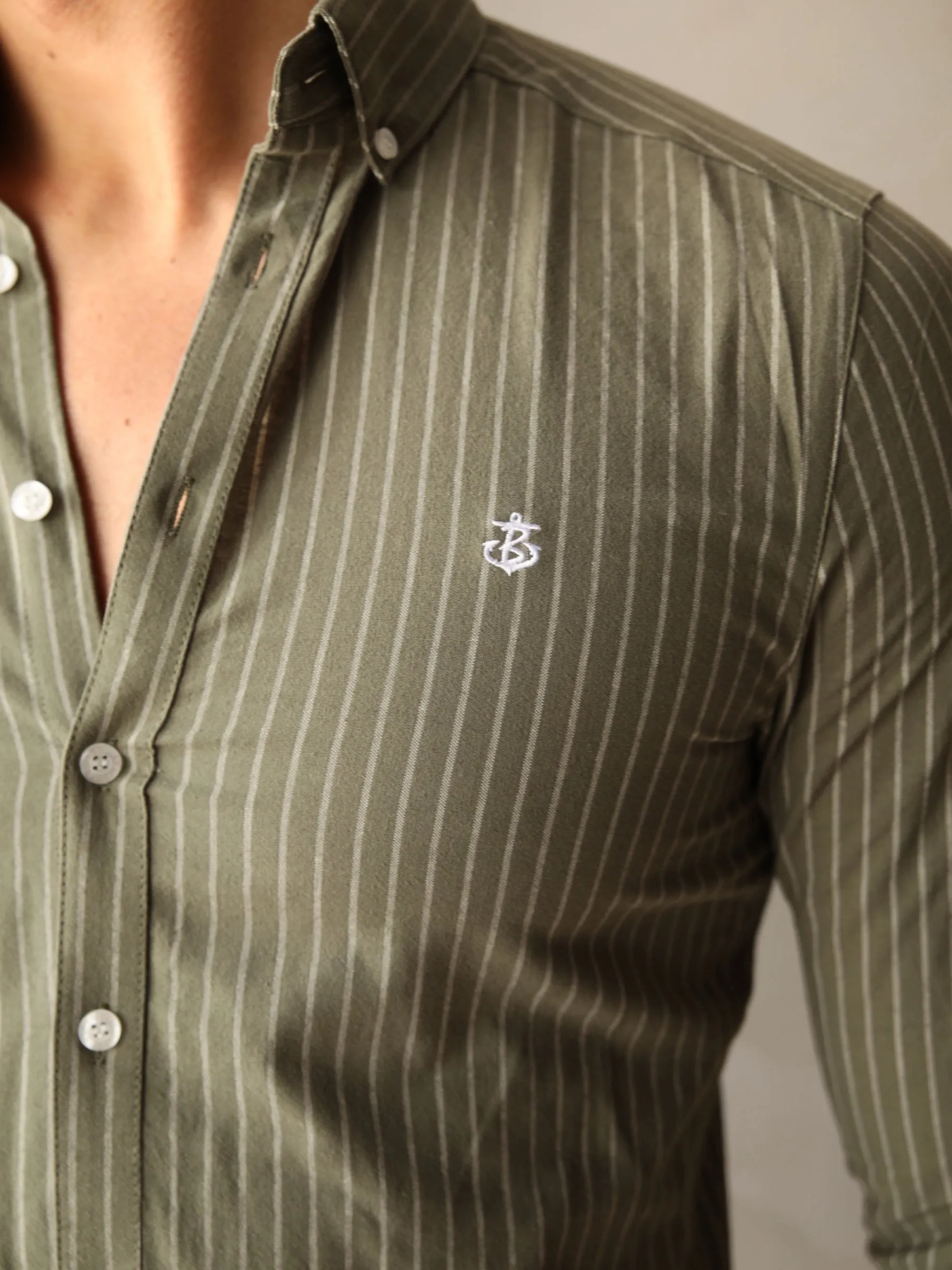 Modena Stripe Shirt - Khaki