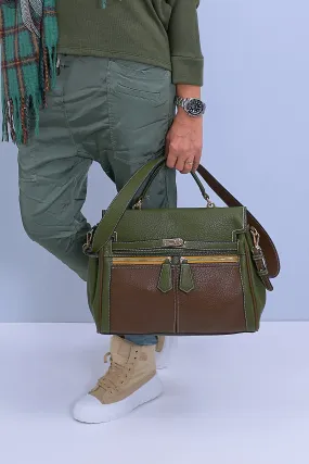 Modische Henkeltasche, khaki-braun