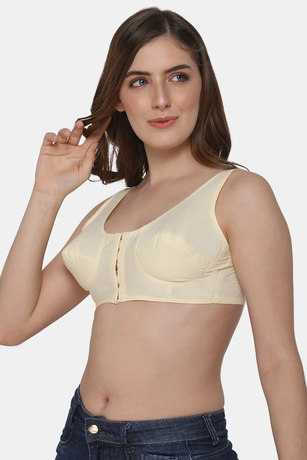 Naidu Hall High Coverage Non-Wired Non-Padded Front Open Cotton Saree Bra - NRPB