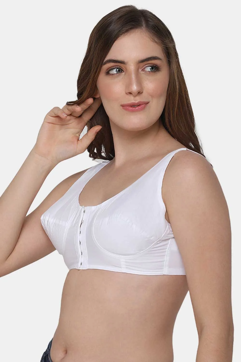 Naidu Hall High Coverage Non-Wired Non-Padded Front Open Cotton Saree Bra - NRPB