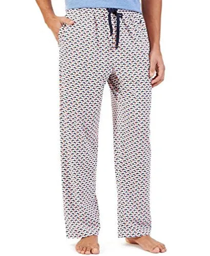 NAUTICA MEN'S KNIT GEO FISH PRINT COTTON PAJAMA PANTS, XXL, SAILCREAM