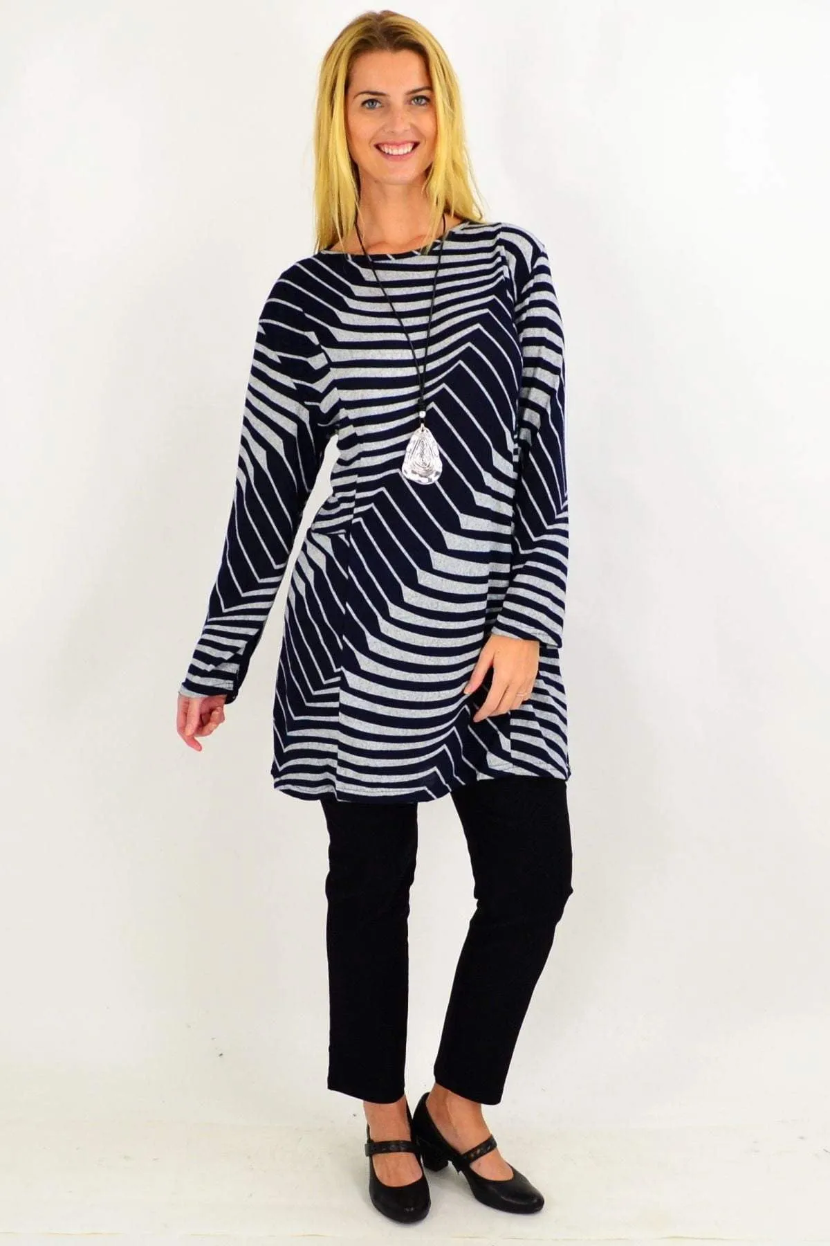 Navy Lucille Line Winter Tunic Top