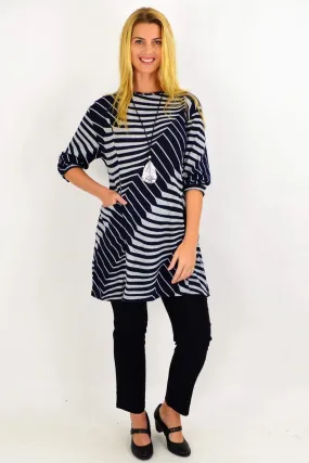 Navy Lucille Line Winter Tunic Top