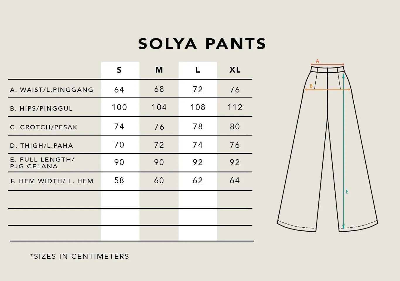 NEW SOLYA PANTS PLAIN VANILLA