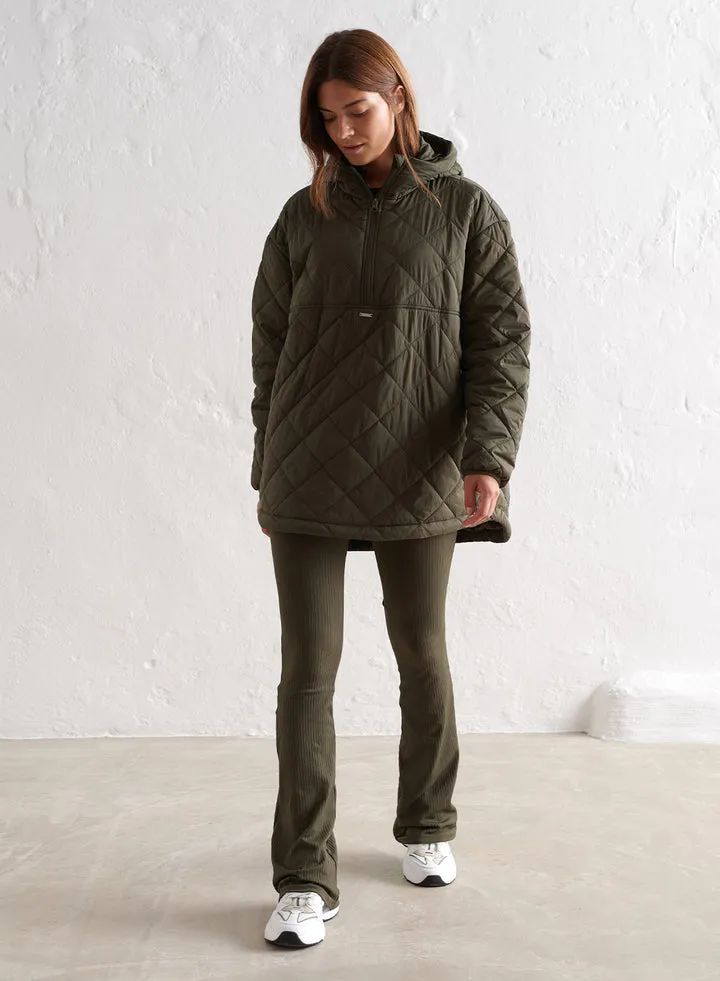 Oversized Quilted Anorak | Khaki