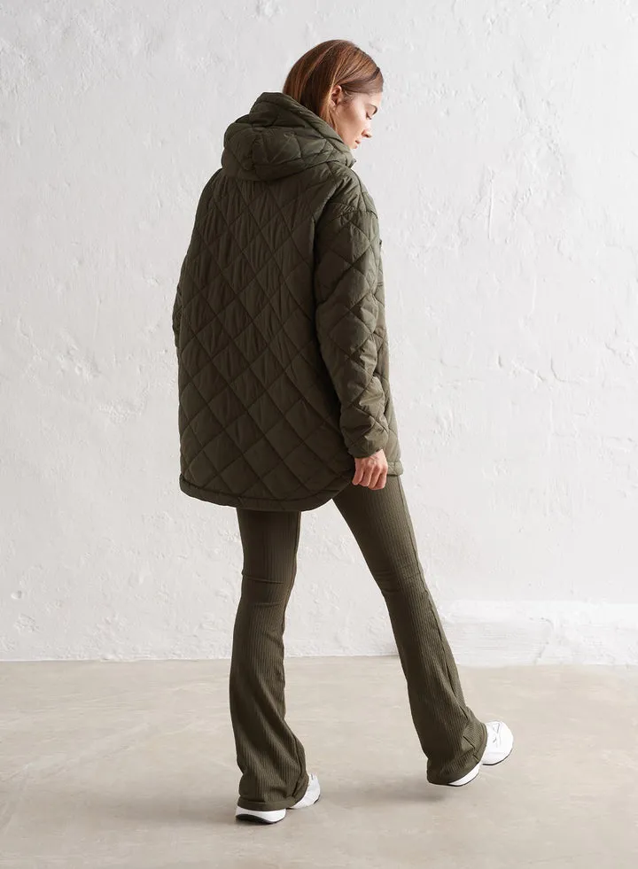 Oversized Quilted Anorak | Khaki