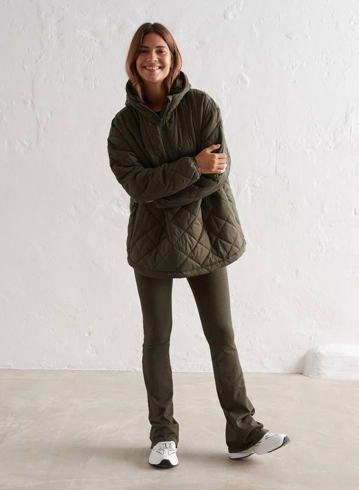 Oversized Quilted Anorak | Khaki