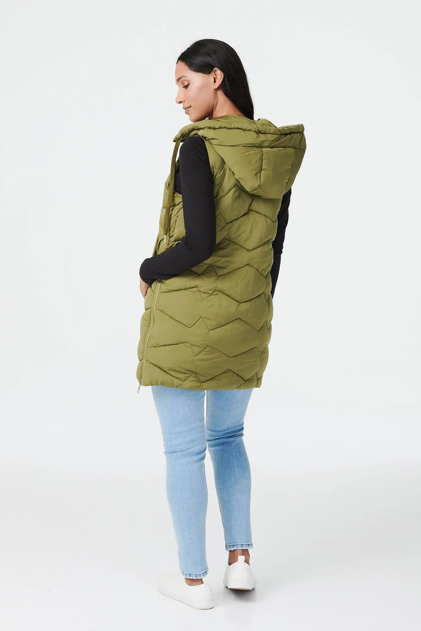 Padded Longline Gilet with Hood