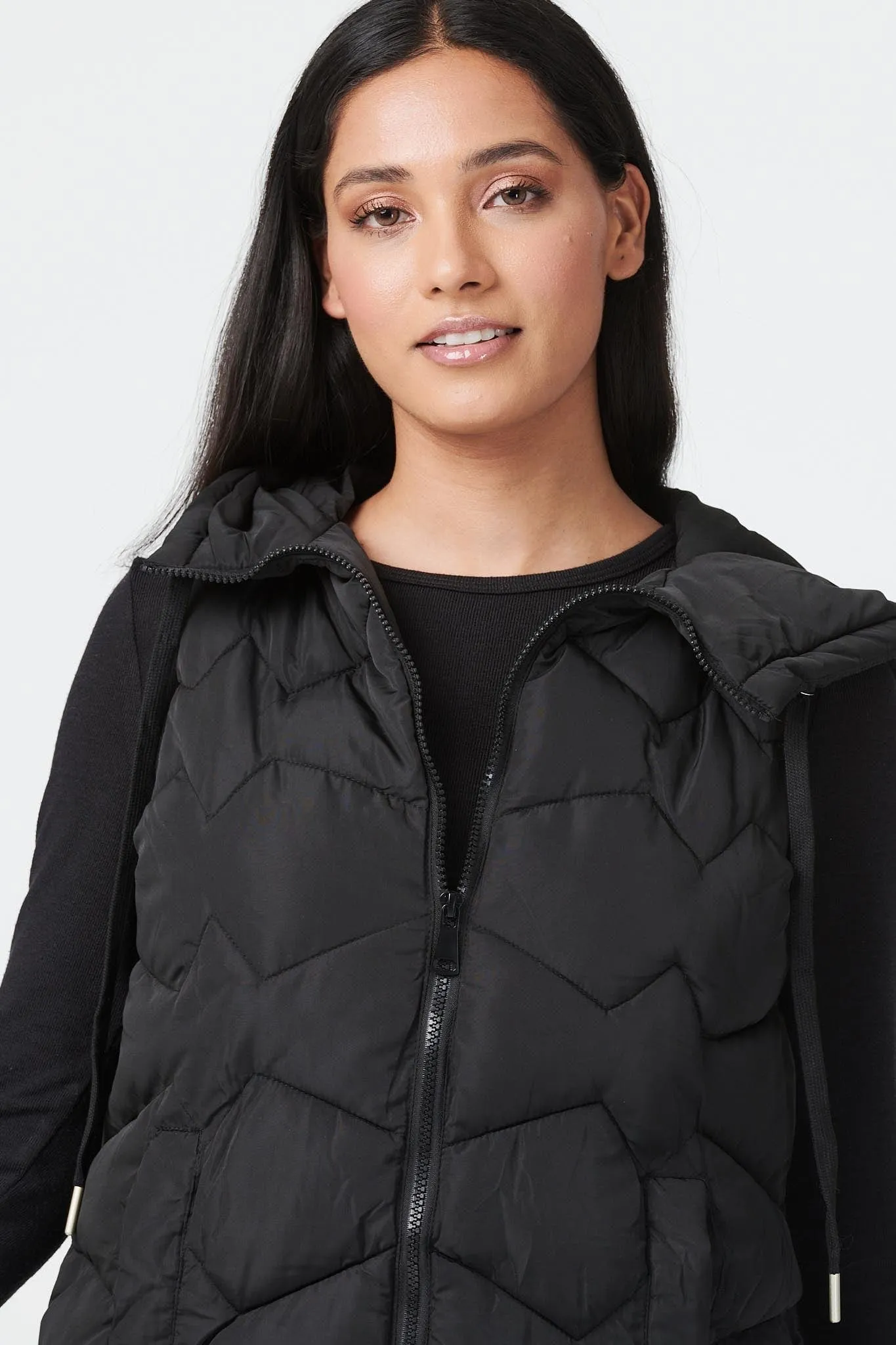 Padded Longline Gilet with Hood