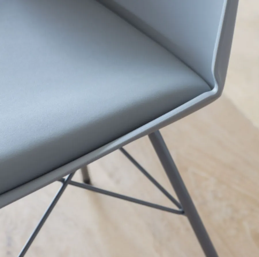 Padded Metal Chair in Grey