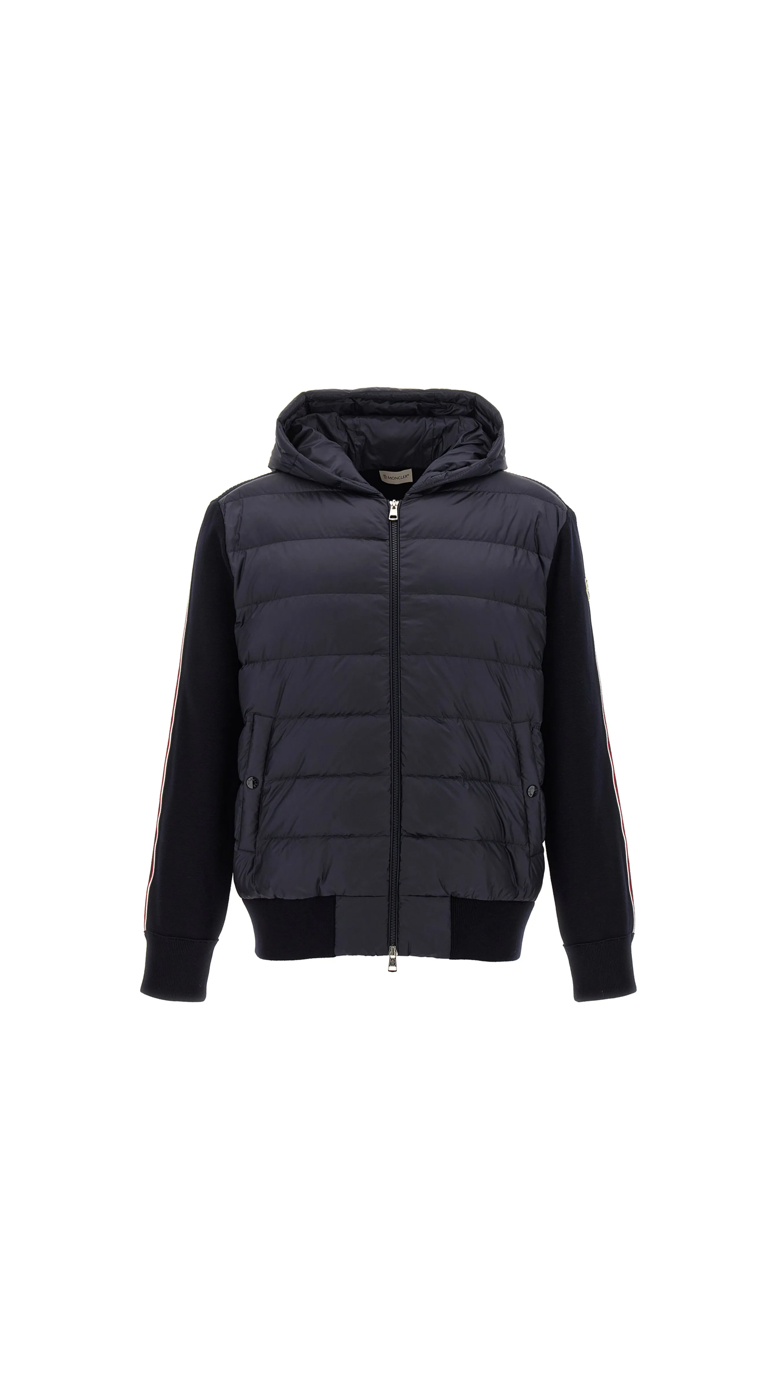 Padded Wool Knit Jacket - Navy