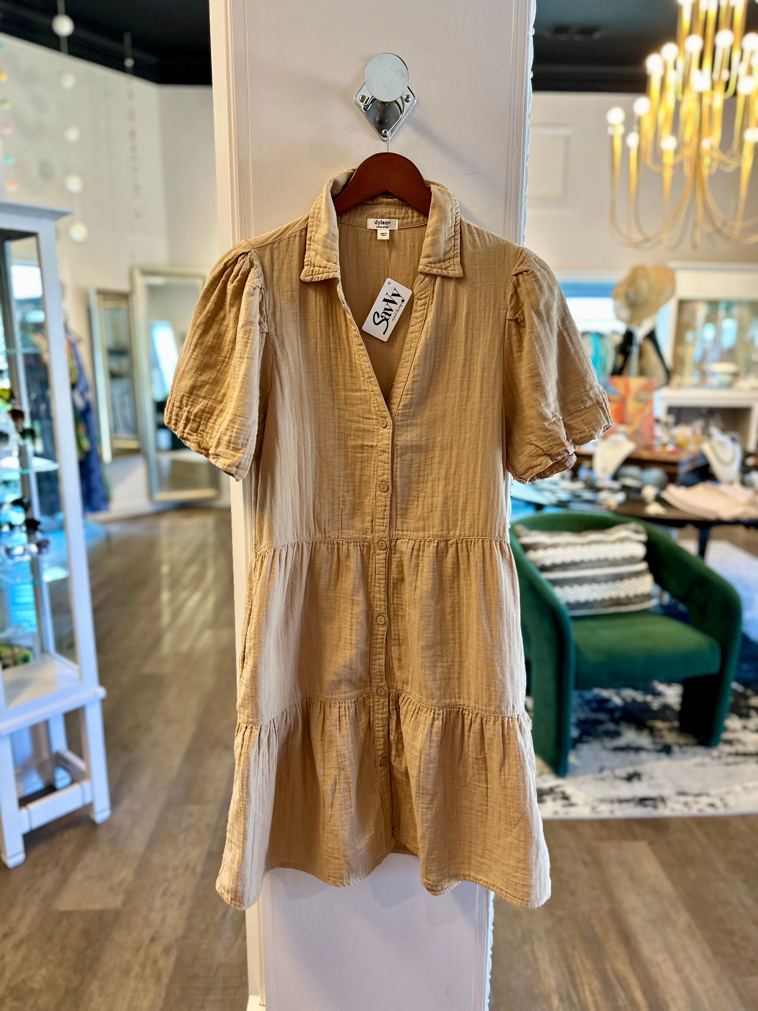 Parker Gauze Dress in khaki by Dylan