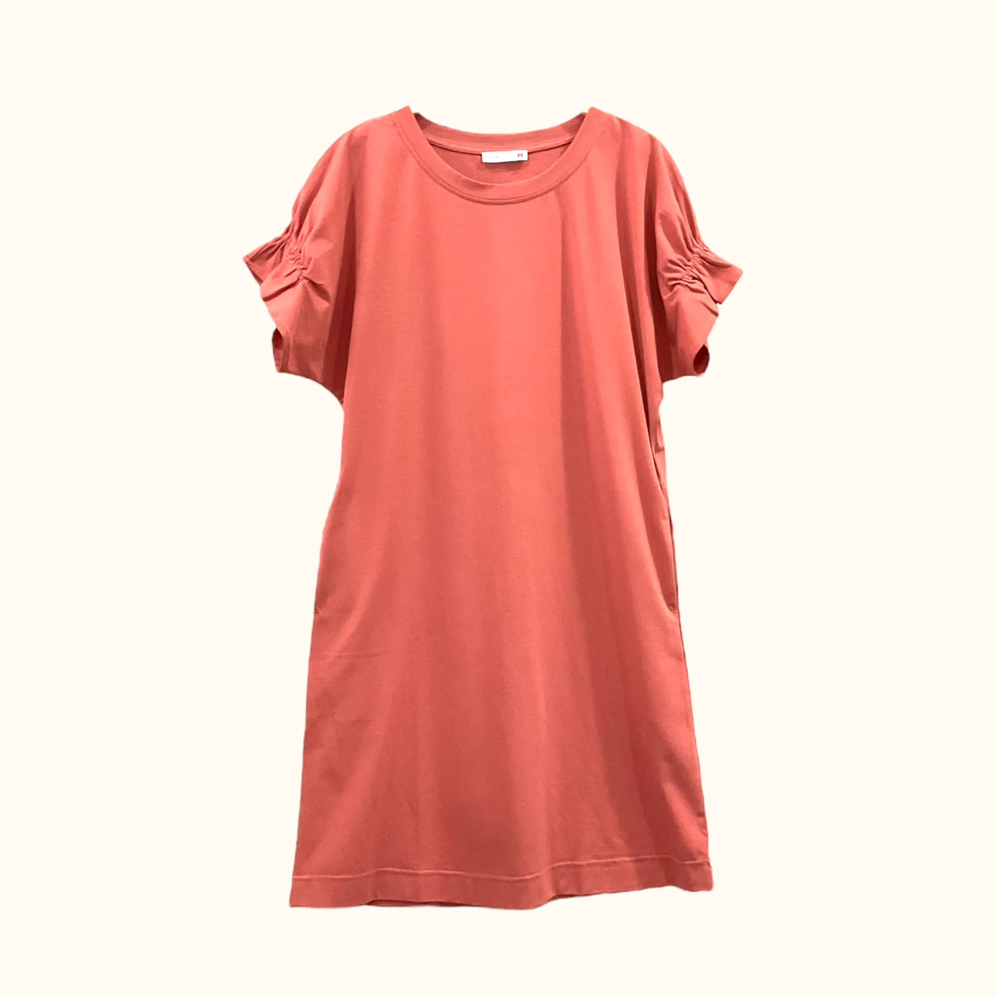 Patch Casual Short Sleeve Round Neck With Pocket Cotton Dress