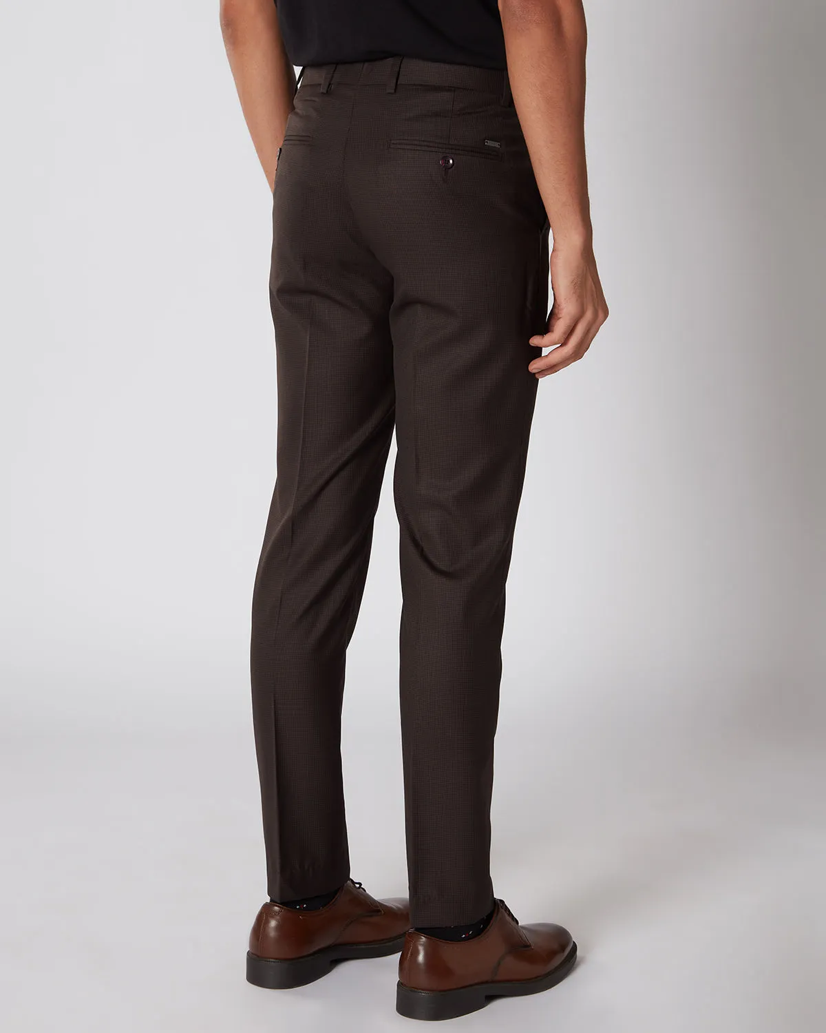 Prime Blended Wool Houndstooth Dress Pants - Brown