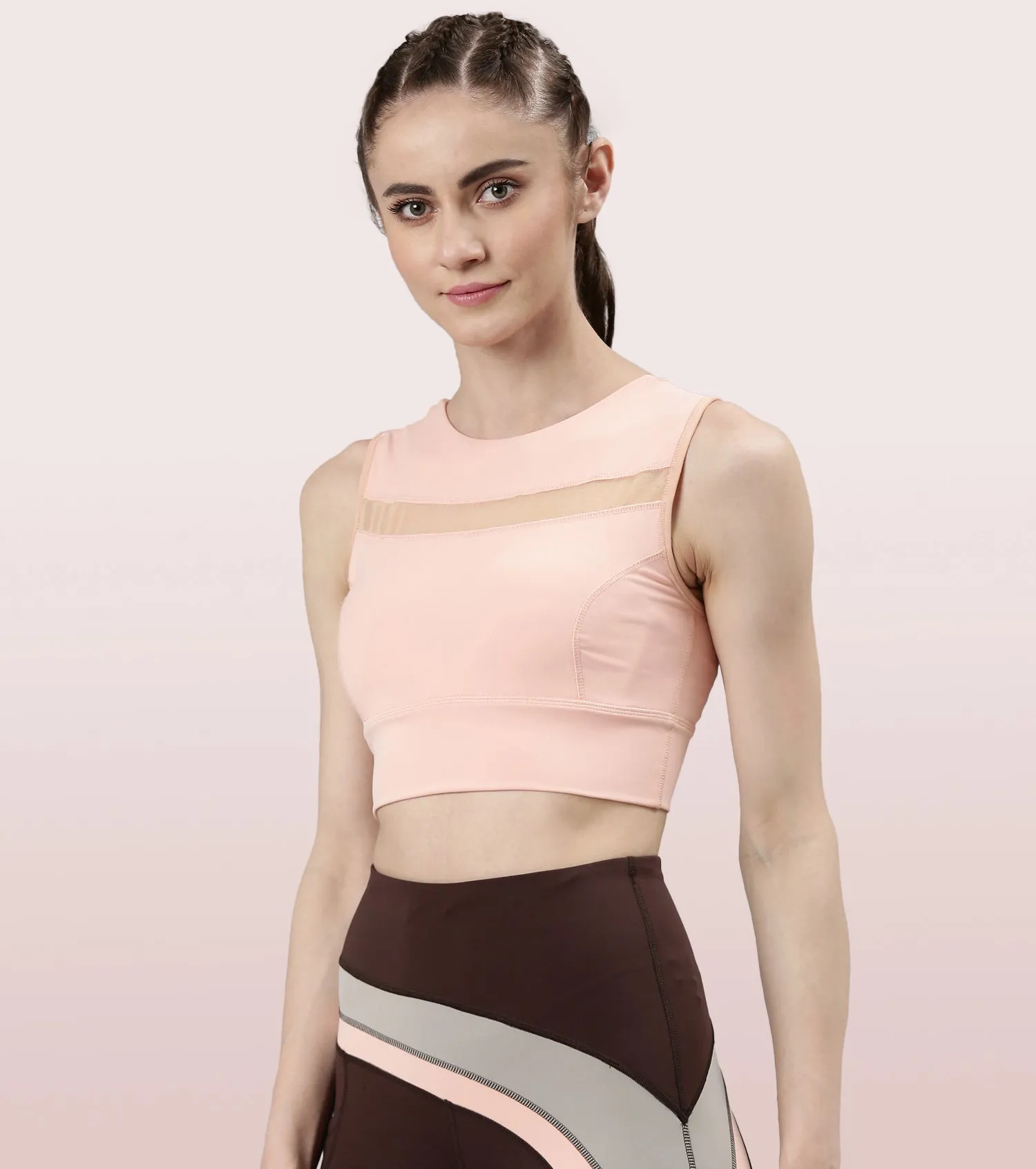 Racer Longline Sports Bra | Crew Neck Racer Back Dry Fit Long Sports Bra