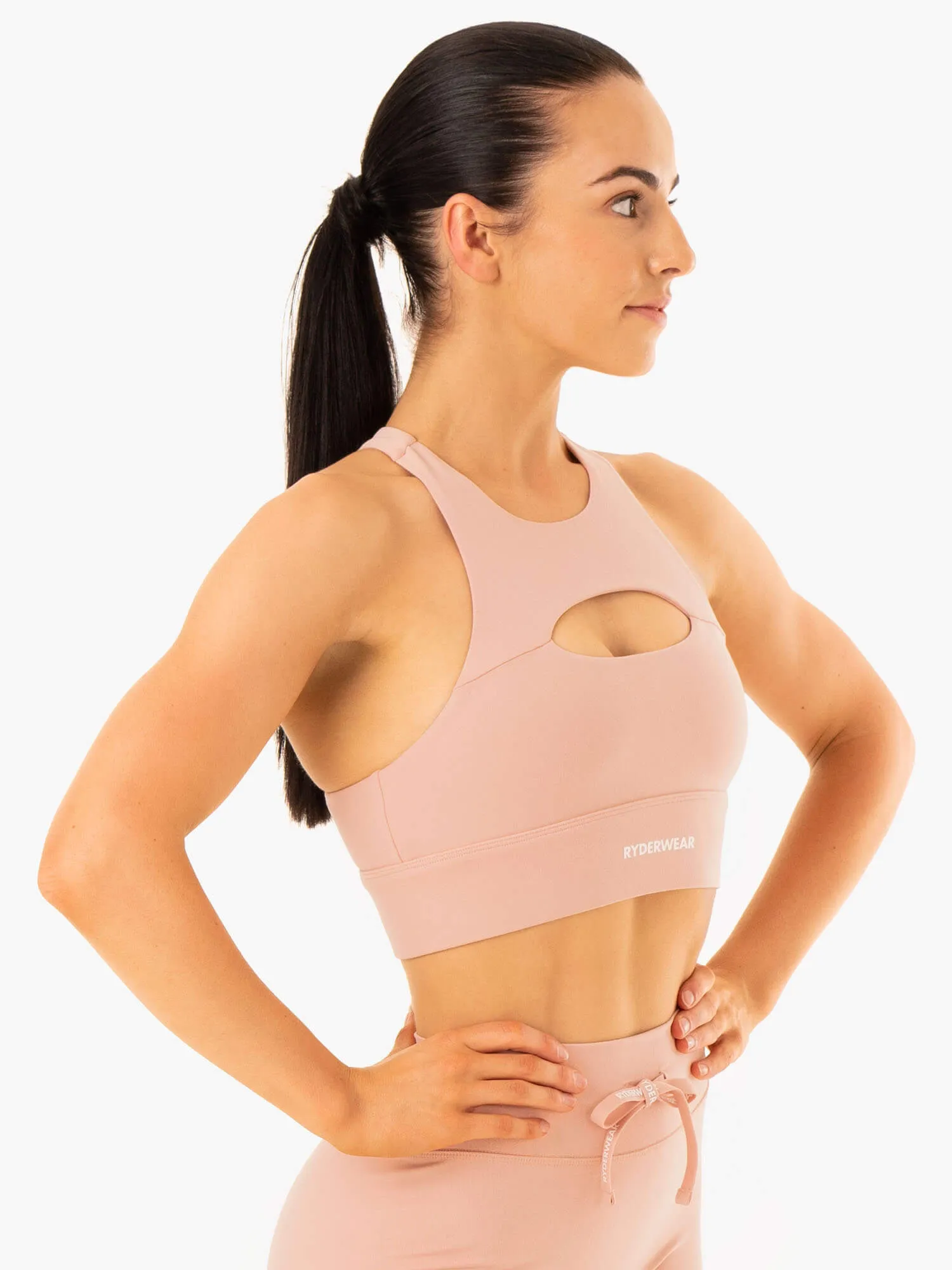 Replay Cut Out Sports Bra - Nude