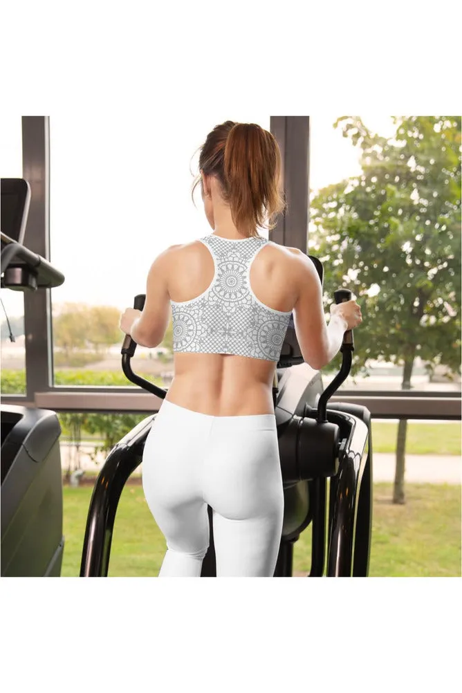 Silver Mandala Padded Sports Bra