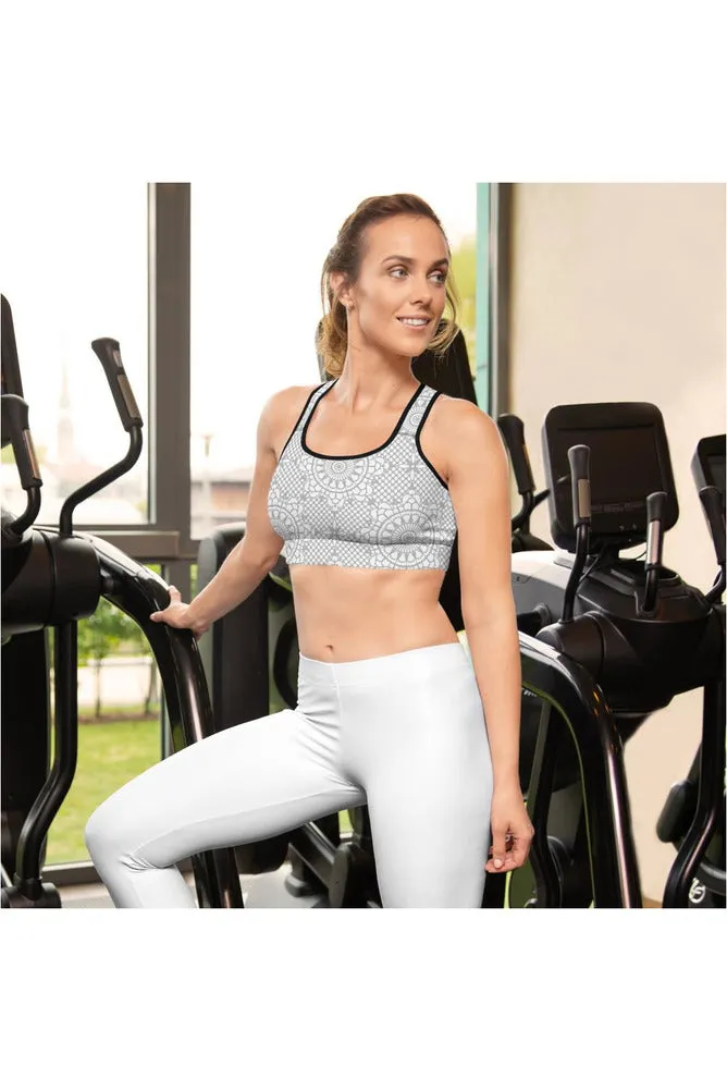 Silver Mandala Padded Sports Bra