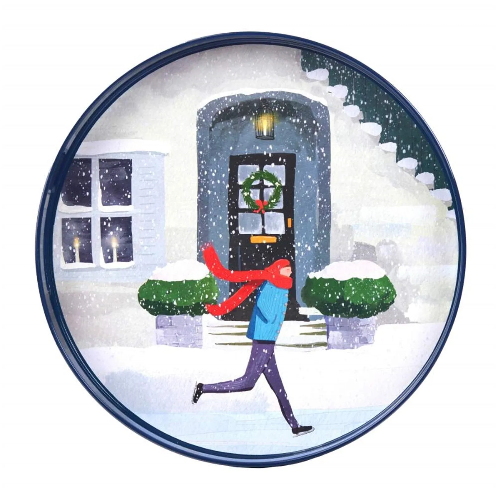 Skater Round Tray - 15 Inch Winter Scene