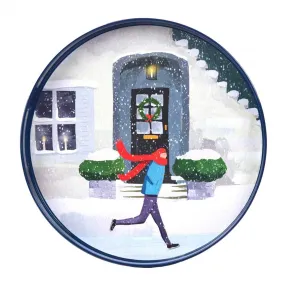 Skater Round Tray - 15 Inch Winter Scene