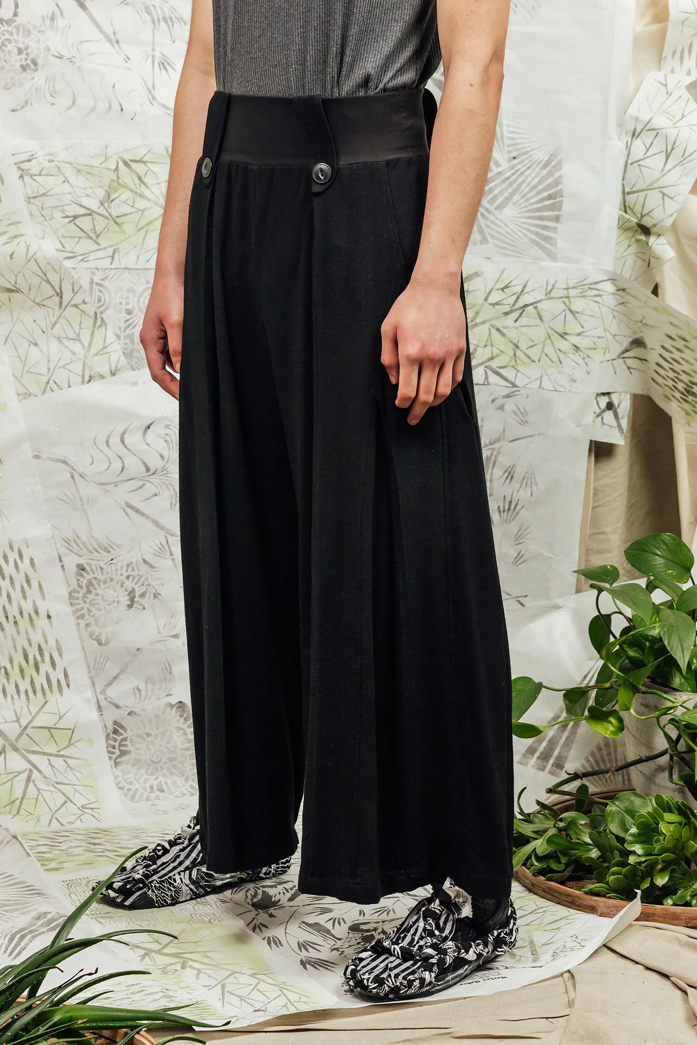 SL24 ADLAI PALAZZO PANTS - OBSIDIAN